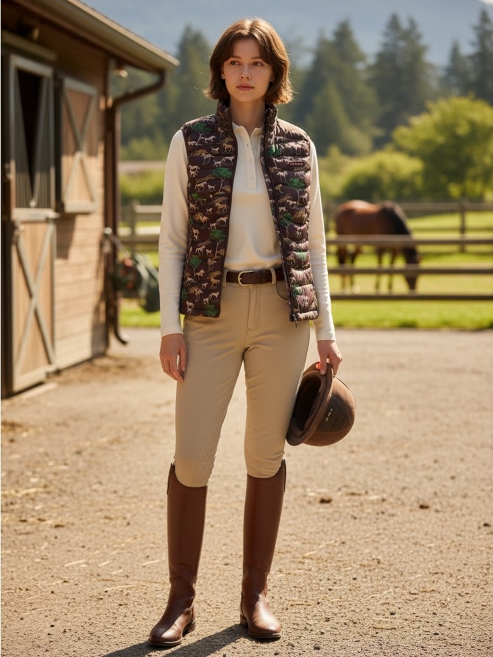 NWT Ariat Tek Burgundy Ideal 3.0 Down Quilted Horse Print Vest